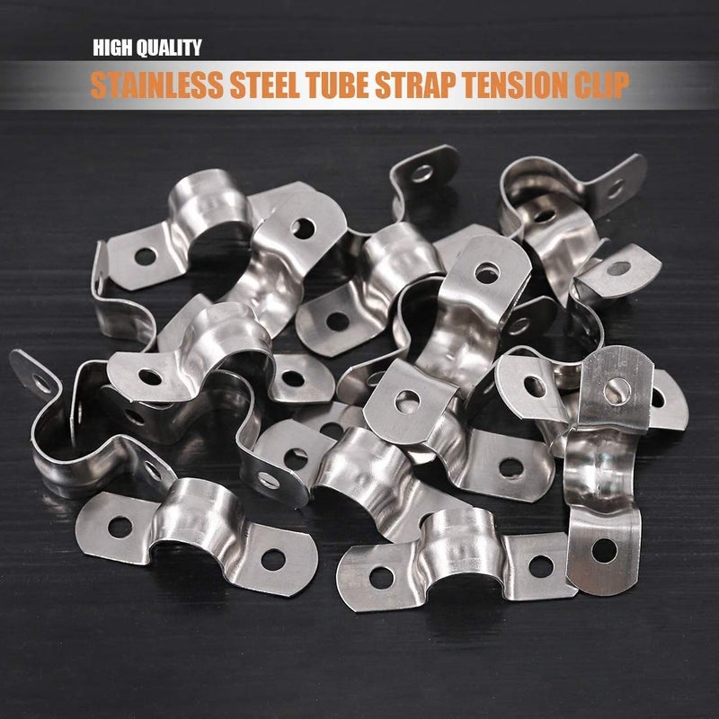 Keadic 30Pcs M20 Two Hole Strap U Bracket Tube Strap Tension Clips Stainless Steel Heavy Duty Rigid Pipe Strap Clamp, for Pipe Fixing - Image 4